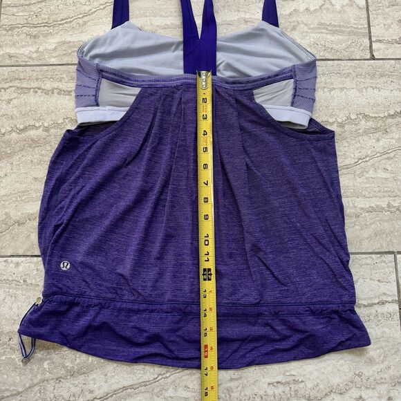 Lululemon Rest Less Tank Bra Top Bruised Berry Wee Stripe Purple Size 10 - Picture 9 of 9